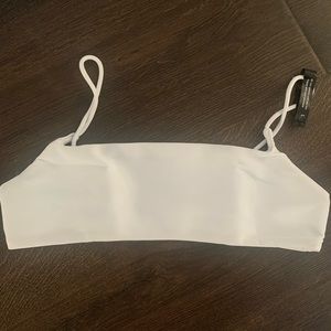 Ark Swimwear Square Crop White Bikini Top. Size Large